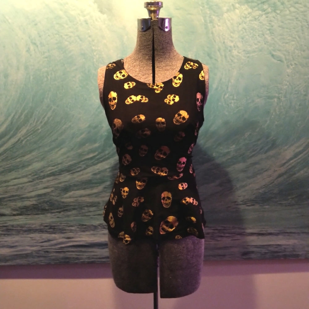 Gold skull peplum top
